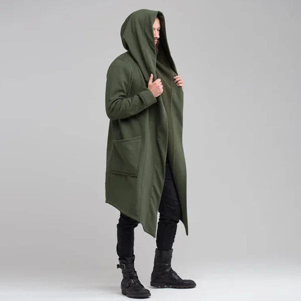 Men's Winter Hooded Cardigan Coat Fleece Lined Vintage Streetwear Jacket - Image 2