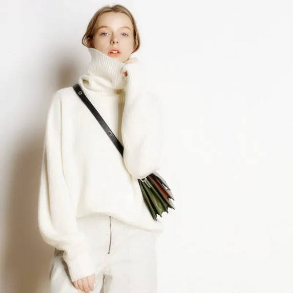 Oversized Wool Turtleneck Sweater for Women - Image 2