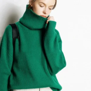 Oversized Wool Turtleneck Sweater for Women