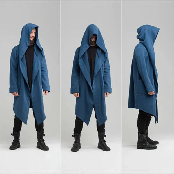 Men's Winter Hooded Cardigan Coat Fleece Lined Vintage Streetwear Jacket - Image 4