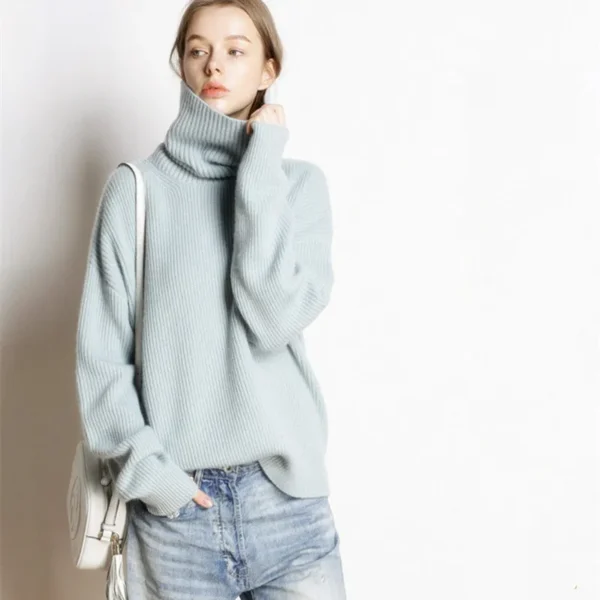 Oversized Wool Turtleneck Sweater for Women - Image 4