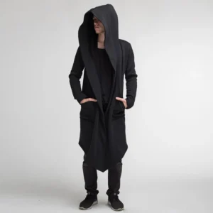 Men's Winter Hooded Cardigan Coat Fleece Lined Vintage Streetwear Jacket
