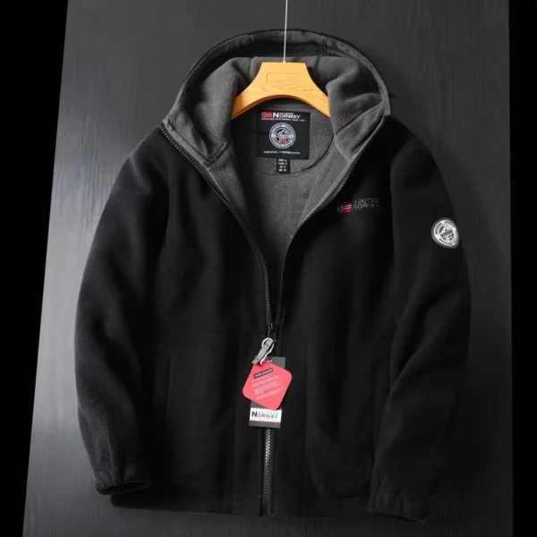 Men's Winter Fleece Jacket Thickened Wool Hooded Coat for Skiing and Outdoor Wear - Image 6