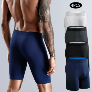 4-Pack Men's Cotton Long Leg Boxer Shorts