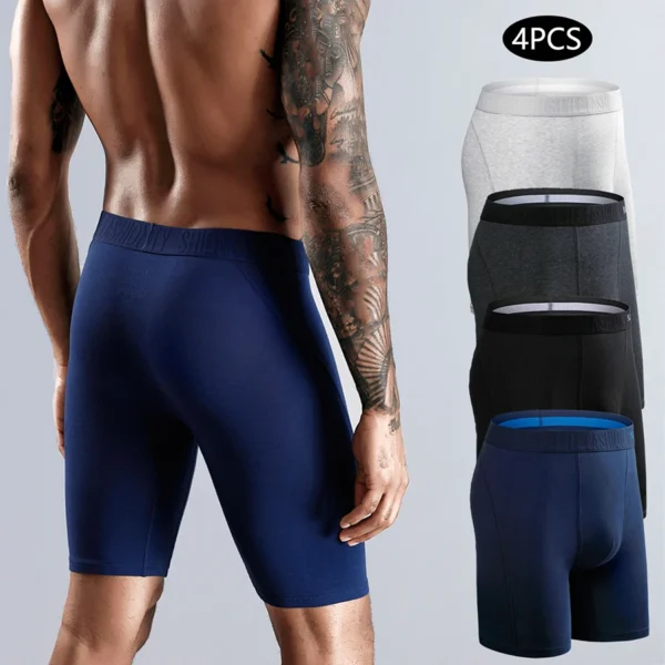 4-Pack Men's Cotton Long Leg Boxer Shorts