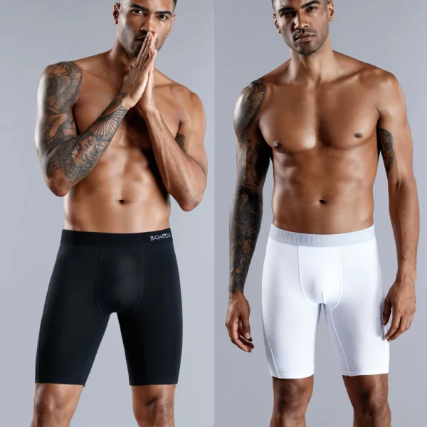 4-Pack Men's Cotton Long Leg Boxer Shorts - Image 3