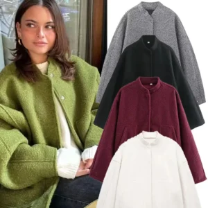 Women's Winter Street Jacket Single-Breasted Pocket Cardigan Top
