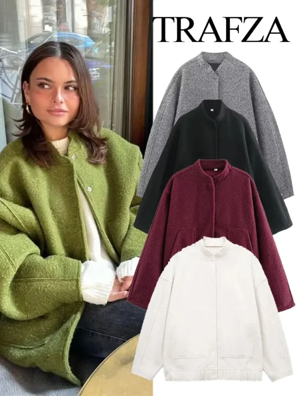 Women's Winter Street Jacket Single-Breasted Pocket Cardigan Top