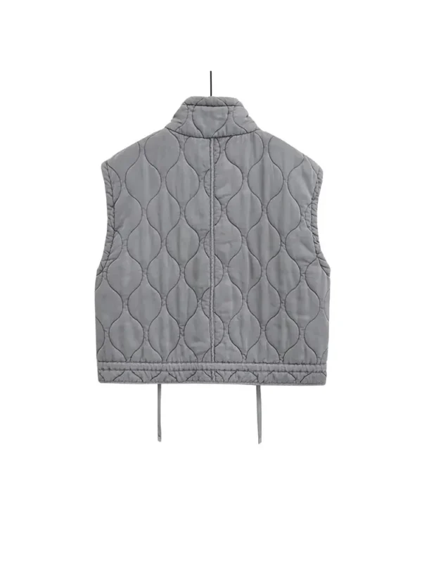 Women's Lightweight Sleeveless Cotton Vest Coat with Standing Collar and Pockets - Image 6