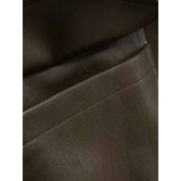 Women's Crop Leather Jacket Y2K Vintage Bomber Long Sleeve Top - Image 6