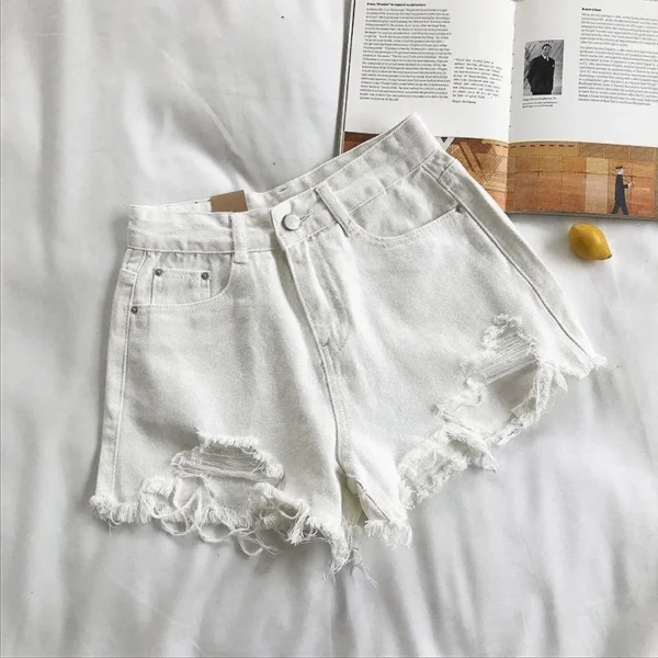 Women's High Waist Ripped Denim Shorts Y2K Streetwear - Image 4