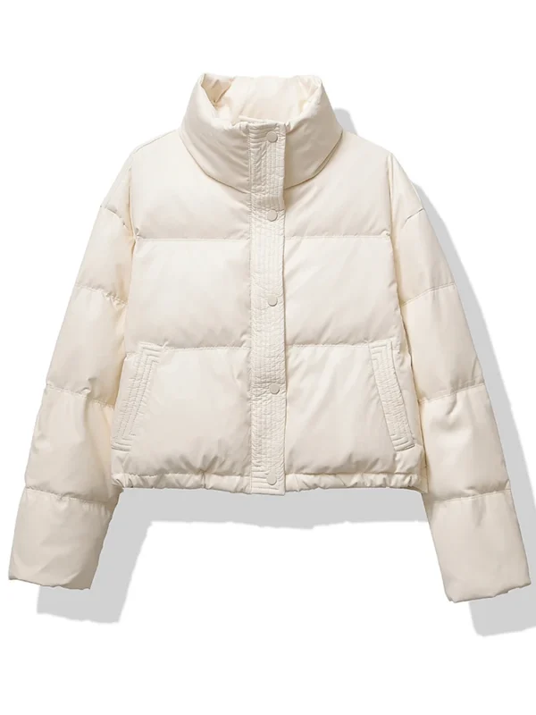 Women's Mock Neck Padded Jacket Single Breasted Short Coat