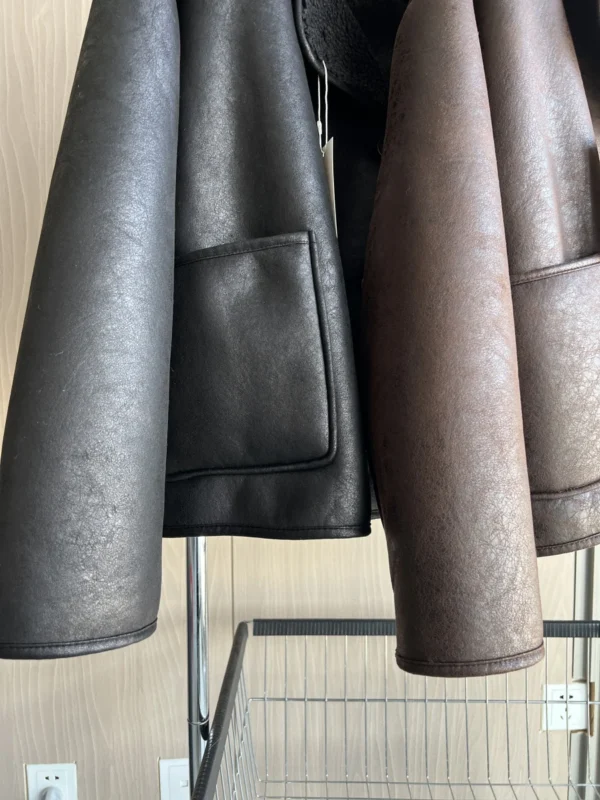 Women's Double-Sided Collar Oversized Long-Sleeve Jacket Warm Fall Winter Coat - Image 2