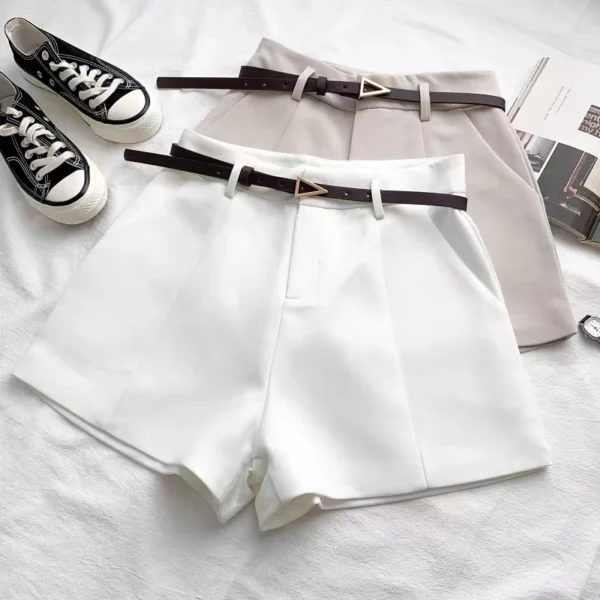 Women's High Waist A Line Shorts with Belt - Image 2