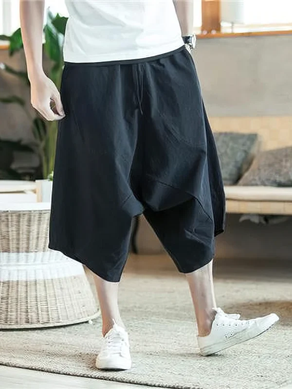 Men's Cotton Linen Wide Leg Beach Shorts - Image 2