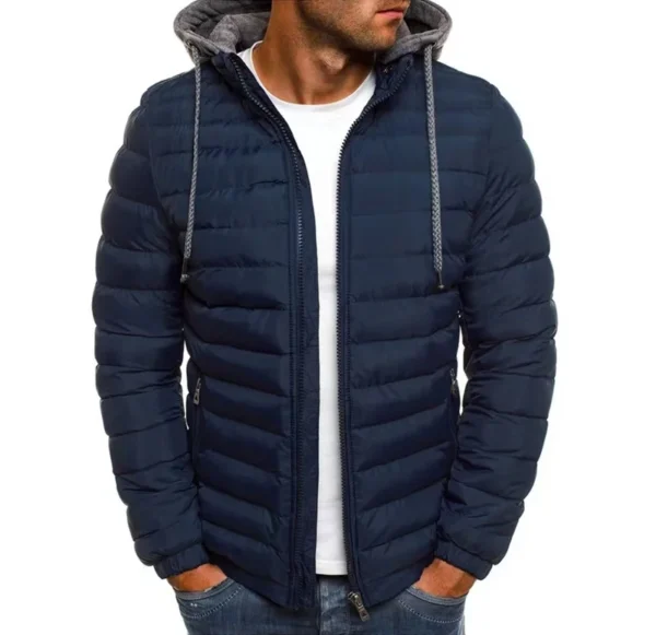 Men's Loose Streetwear Jacket Autumn Winter Warm Hooded Zipper Overcoat - Image 3