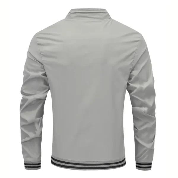 Men's Stand Collar Striped Zipper Jacket - Image 4