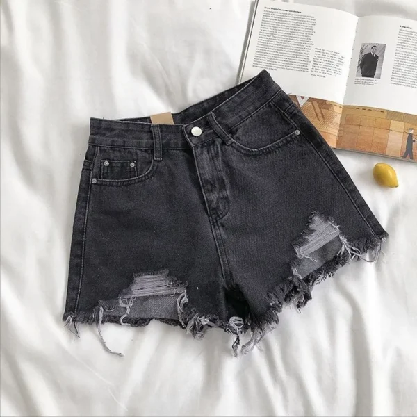 Women's High Waist Ripped Denim Shorts Y2K Streetwear - Image 3