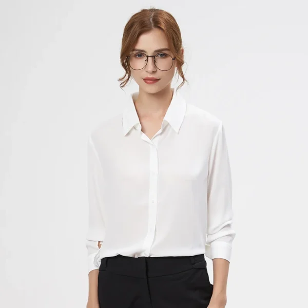 Women's Solid Color Chiffon Long Sleeve Blouse
