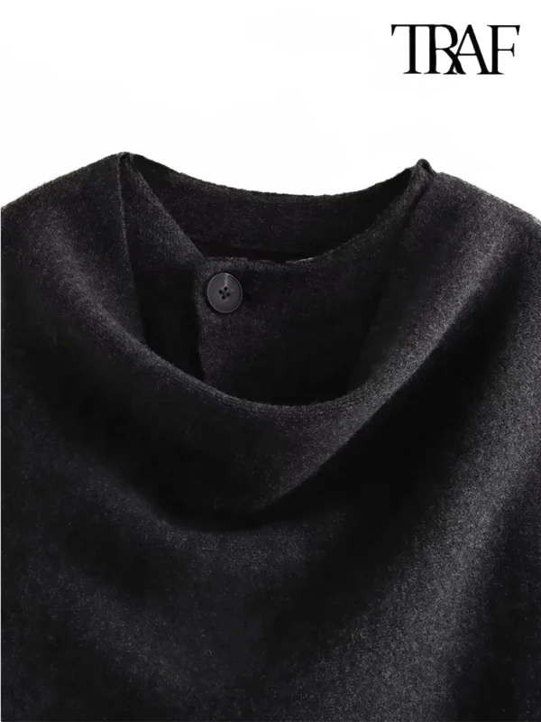 Women's Asymmetric Split Knitted Coat Loose Warm Elegant Commuter Jacket - Image 5