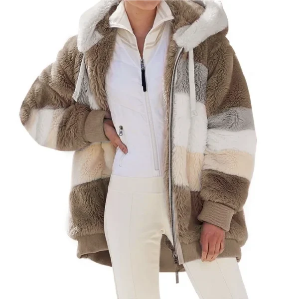 Women's Oversized Plush Jacket Hooded Streetwear Coat - Image 6