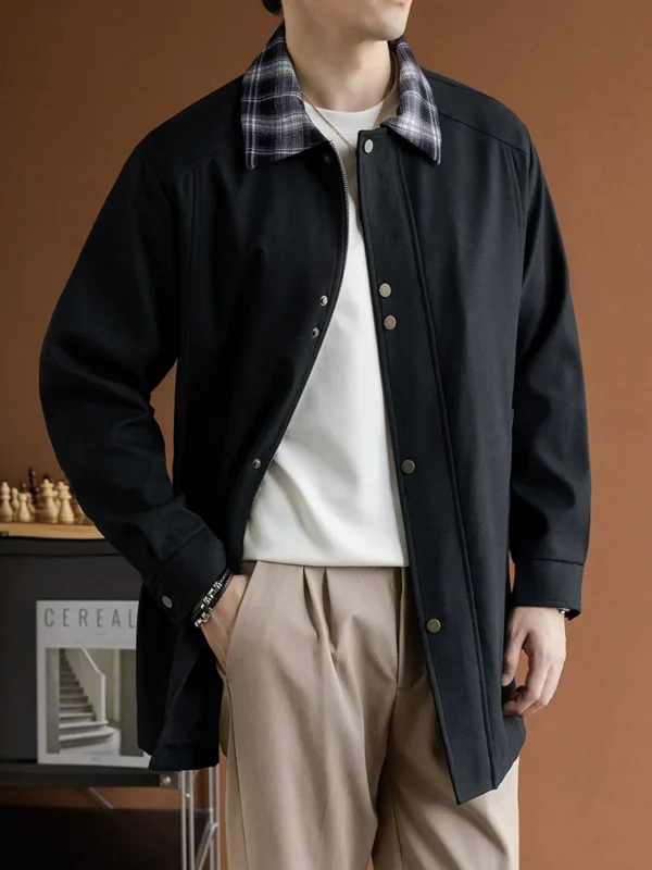 Men's Big & Tall 8XL Korean Style Oversized Trench Coat - Image 4