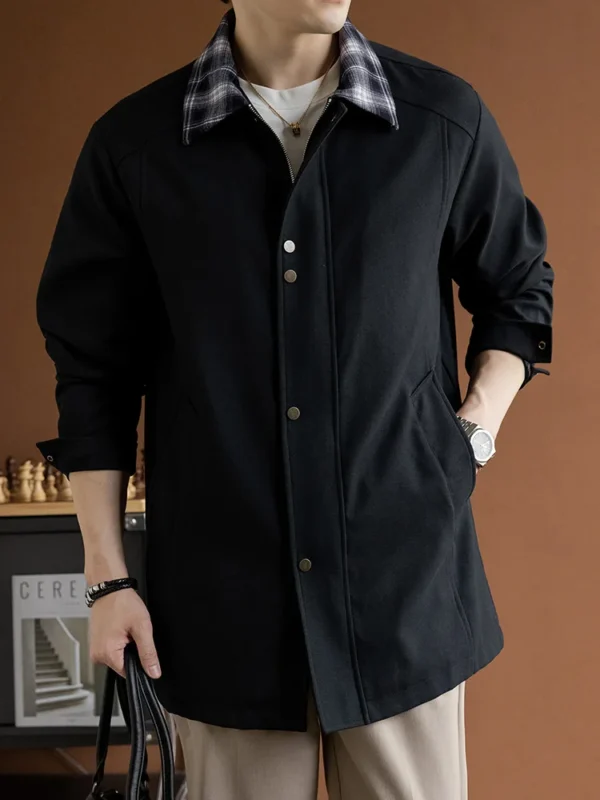 Men's Big & Tall 8XL Korean Style Oversized Trench Coat - Image 6