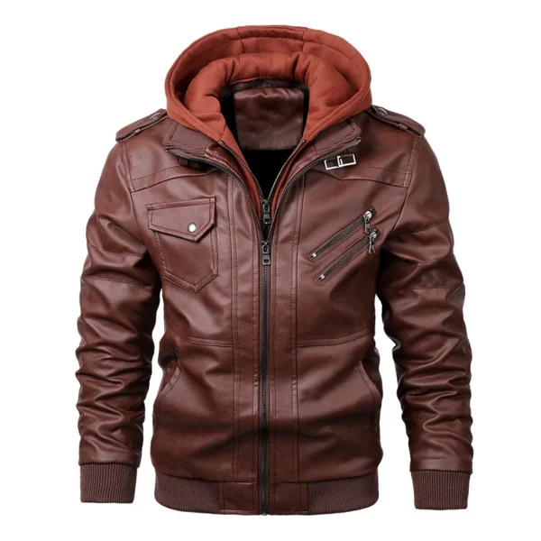 Men's PU Leather Jacket Casual Motorcycle Biker Coat Autumn EU Sizes - Image 5