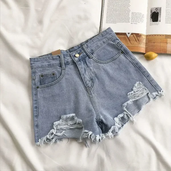 Women's High Waist Ripped Denim Shorts Y2K Streetwear - Image 5