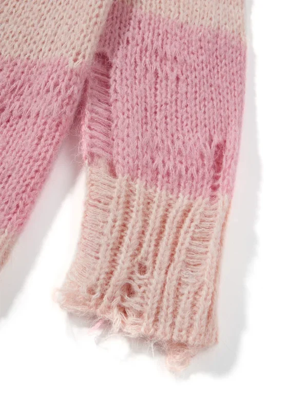 Women's V Neck Cable Knit Sweater Loose Pullover - Image 3