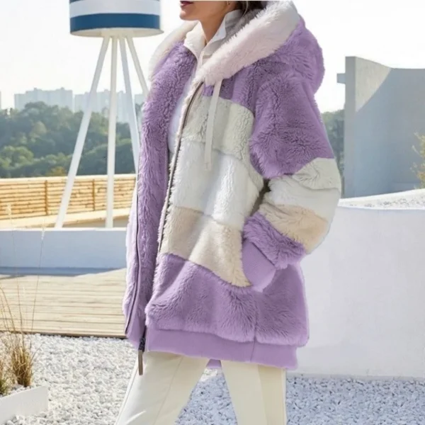 Women's Oversized Plush Jacket Hooded Streetwear Coat - Image 4