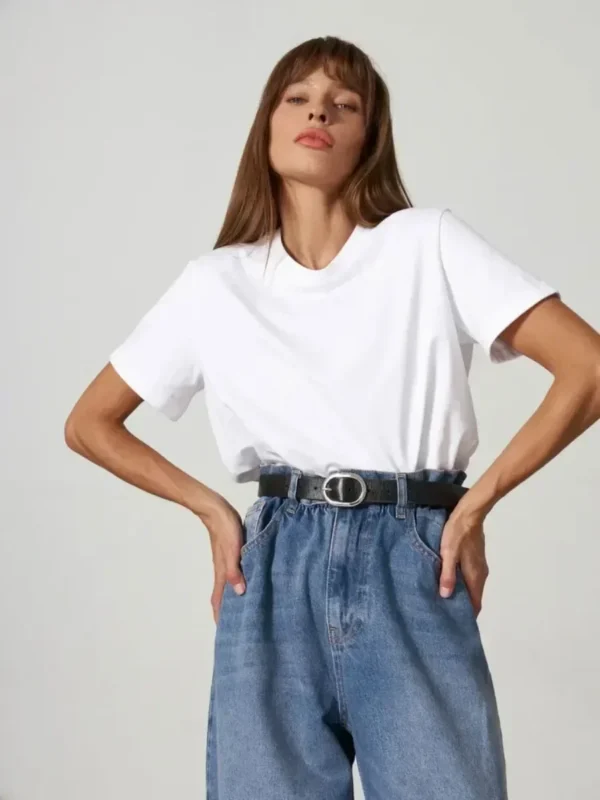 Classic Ladies' Basic Short Sleeve Top - 100% Cotton - Image 2