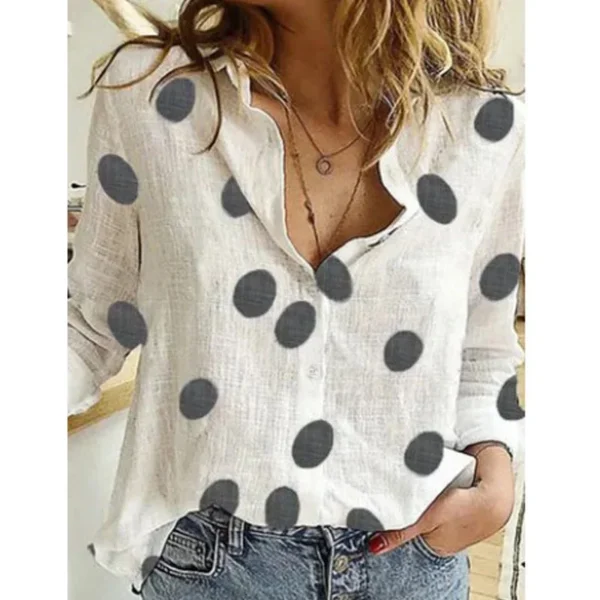 Vintage Cotton Linen Long Sleeve Blouse for Women - Image 5