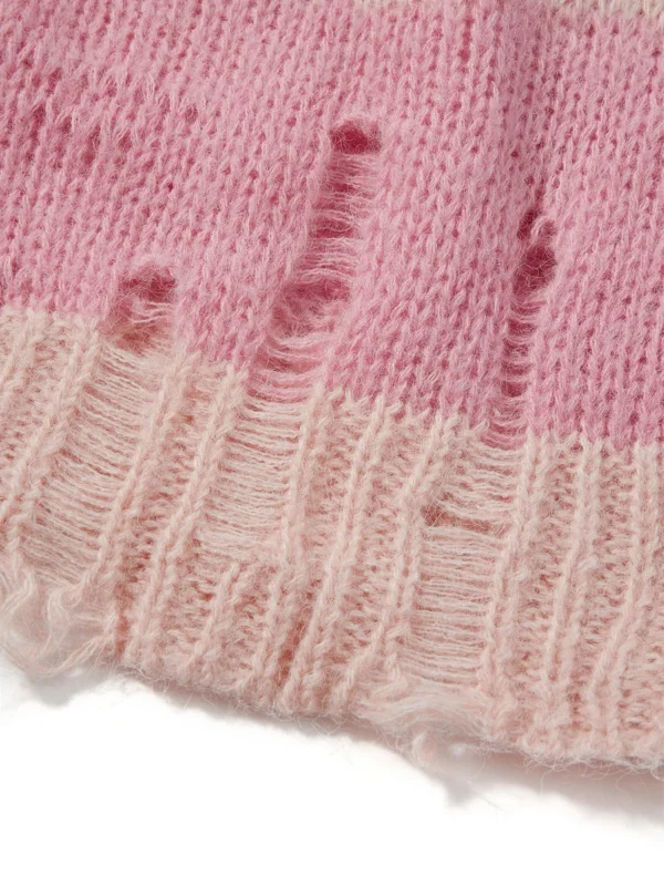 Women's V Neck Cable Knit Sweater Loose Pullover - Image 2