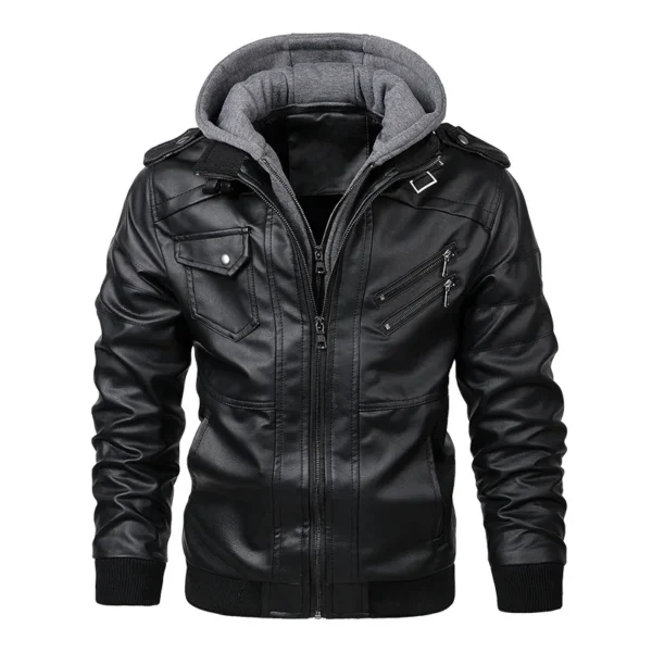 Men's PU Leather Jacket Casual Motorcycle Biker Coat Autumn EU Sizes