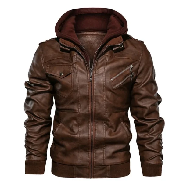 Men's PU Leather Jacket Casual Motorcycle Biker Coat Autumn EU Sizes - Image 3