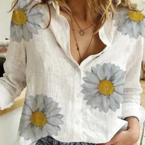 Vintage Cotton Linen Long Sleeve Blouse for Women