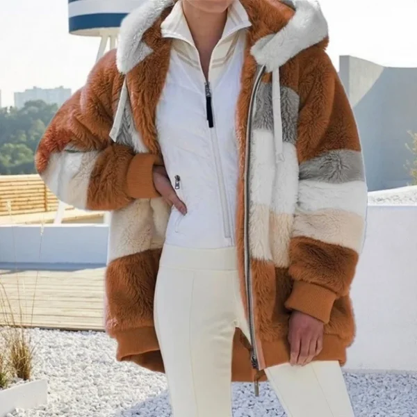 Women's Oversized Plush Jacket Hooded Streetwear Coat - Image 5