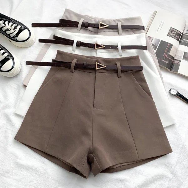 Women's High Waist A Line Shorts with Belt