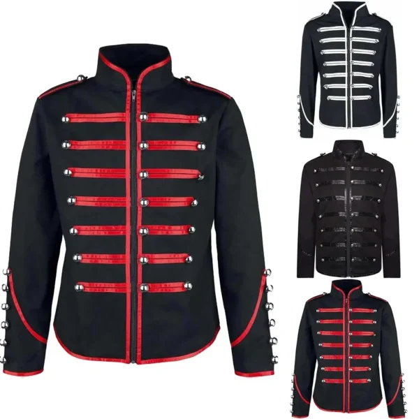 Men's Victorian Steampunk Gothic Long Coat Retro Collar Jacket - Image 4