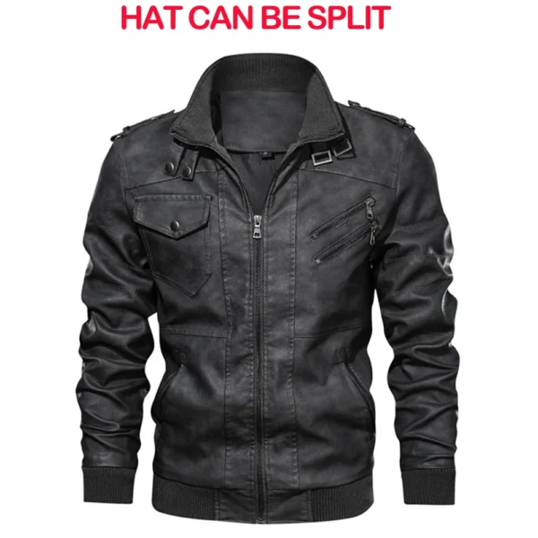 Men's PU Leather Jacket Casual Motorcycle Biker Coat Autumn EU Sizes - Image 2