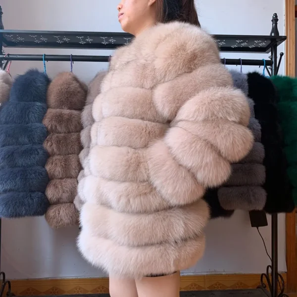 Women's Natural Fox Fur Long Coat 70cm 4-in-1 Fast Shipping Winter Warm Jacket - Image 3