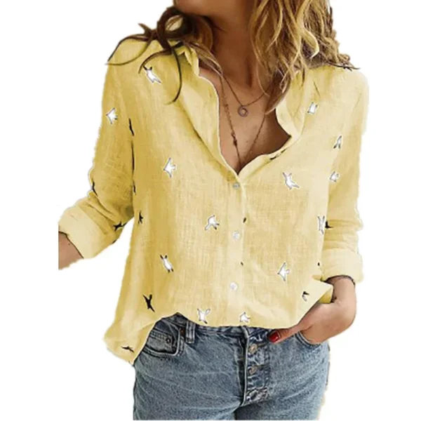 Vintage Cotton Linen Long Sleeve Blouse for Women - Image 2