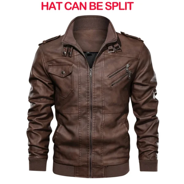 Men's PU Leather Jacket Casual Motorcycle Biker Coat Autumn EU Sizes - Image 4