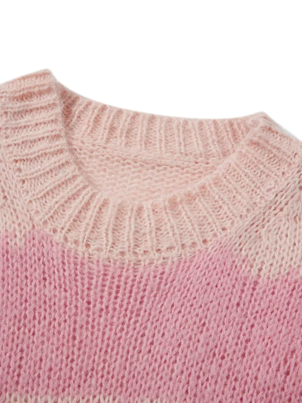 Women's V Neck Cable Knit Sweater Loose Pullover - Image 5