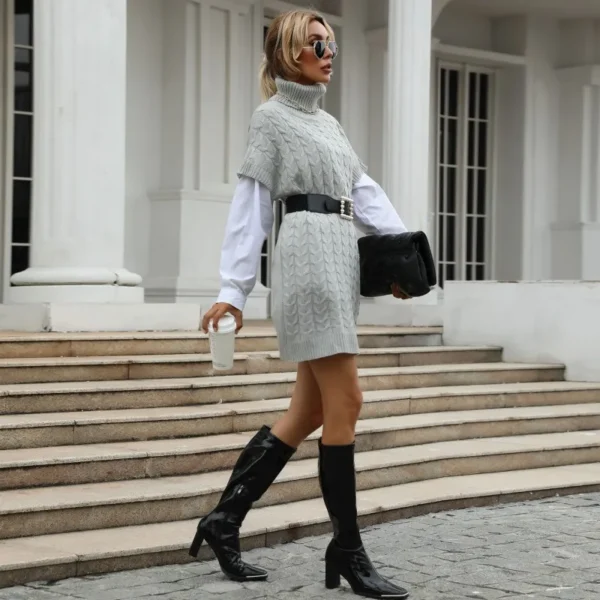 Women's Casual Loose Knit Sweater Vintage Pullover - Image 3