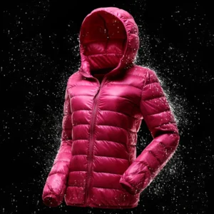 Women's Hooded Short Puffer Jacket 90% White Duck Down Ultra Lightweight Warm Coat