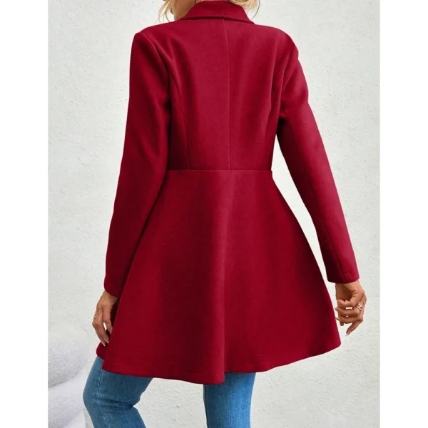 Mia Muse Women's Solid Color Lapel Button-Up Work Coat - Image 6