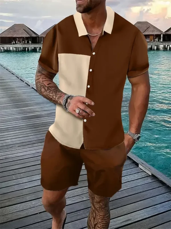 Men's 3D Geometric Print Short Sleeve Shirt - Image 3