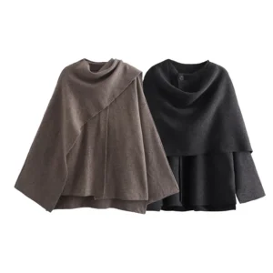 Women's Asymmetric Split Knitted Coat Loose Warm Elegant Commuter Jacket